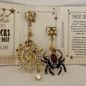 Lunch at the Ritz “Snacklette’s Web” pierced earrings.